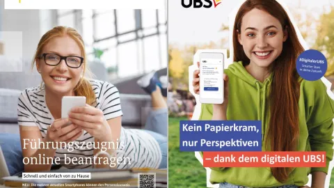 Die Cover der Broschüren Führungszeugnis UBS 