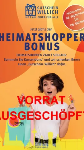 Vorrat ausgeschöpft Heimatshopper Bonus